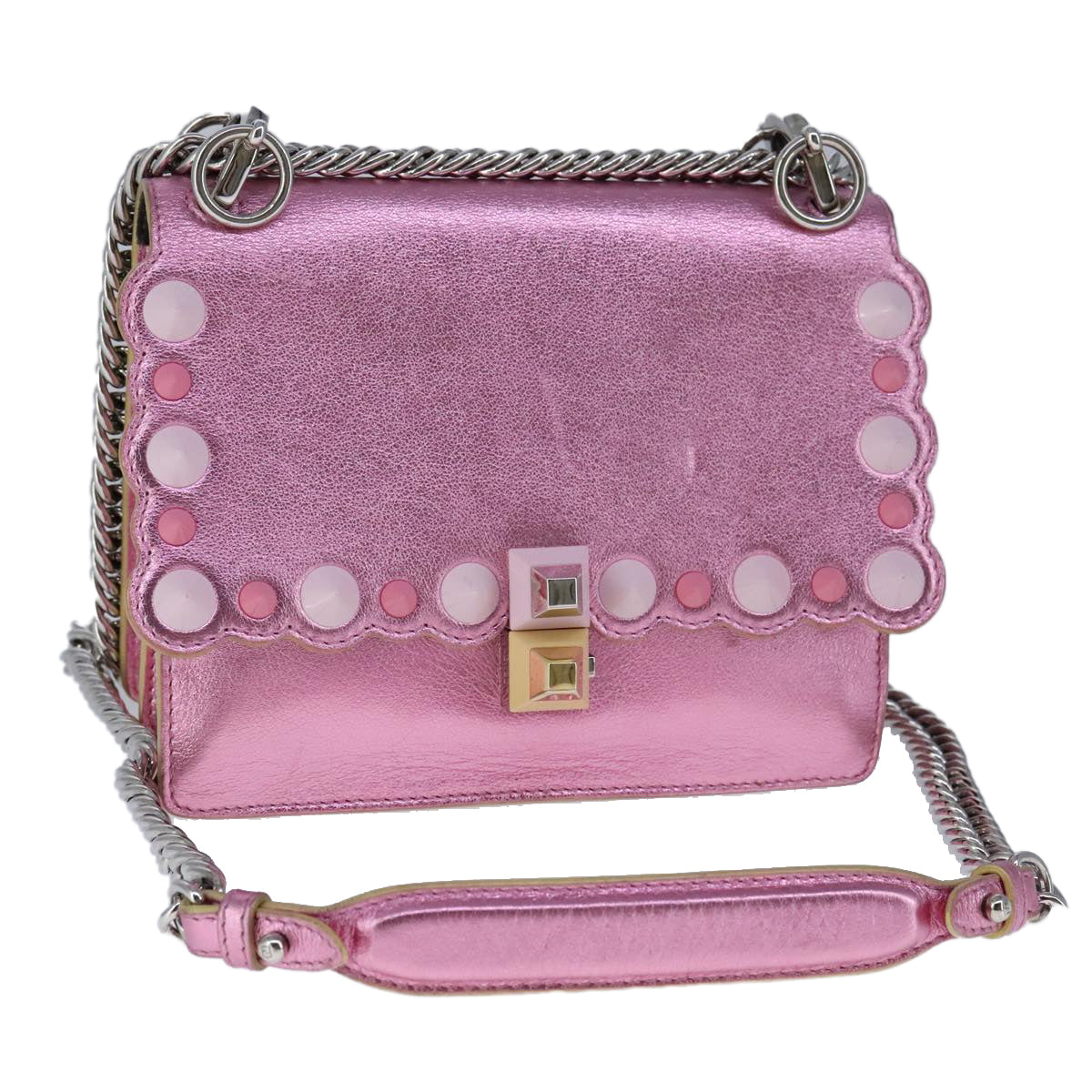 Fendi Kan I Pink Leather Shoulder Bag ()