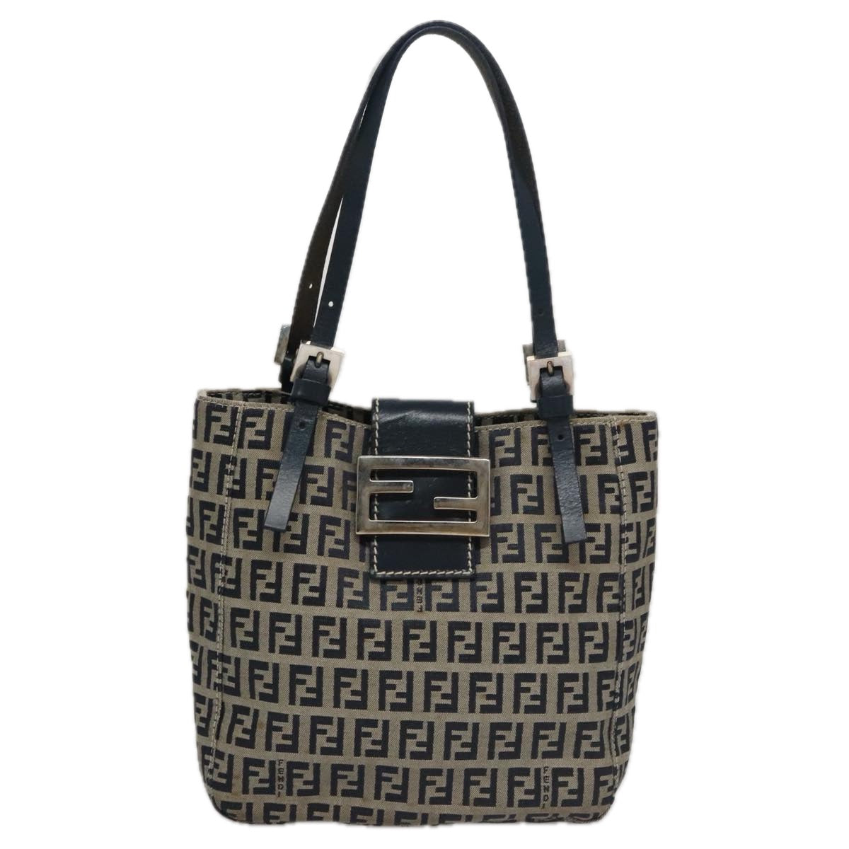 Fendi Zucchino Navy Canvas Shoulder Bag ()