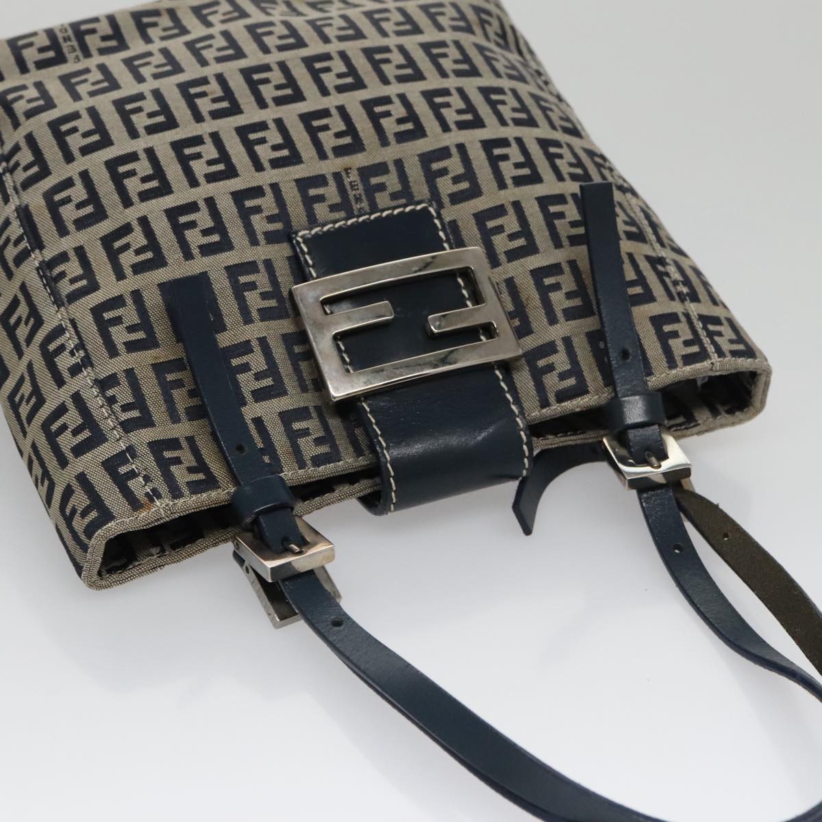 Fendi Zucchino Navy Canvas Shoulder Bag ()