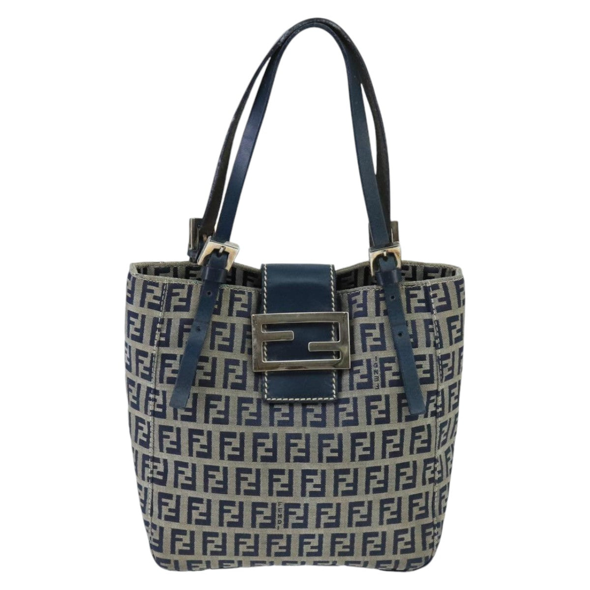 Fendi Zucchino Navy Canvas Handbag ()