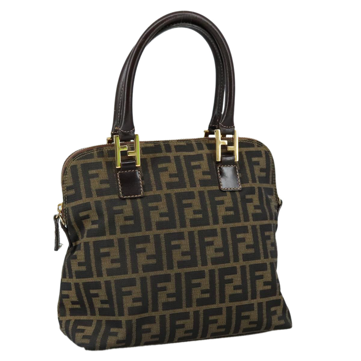 Fendi Zucchino Brown Canvas Handbag ()