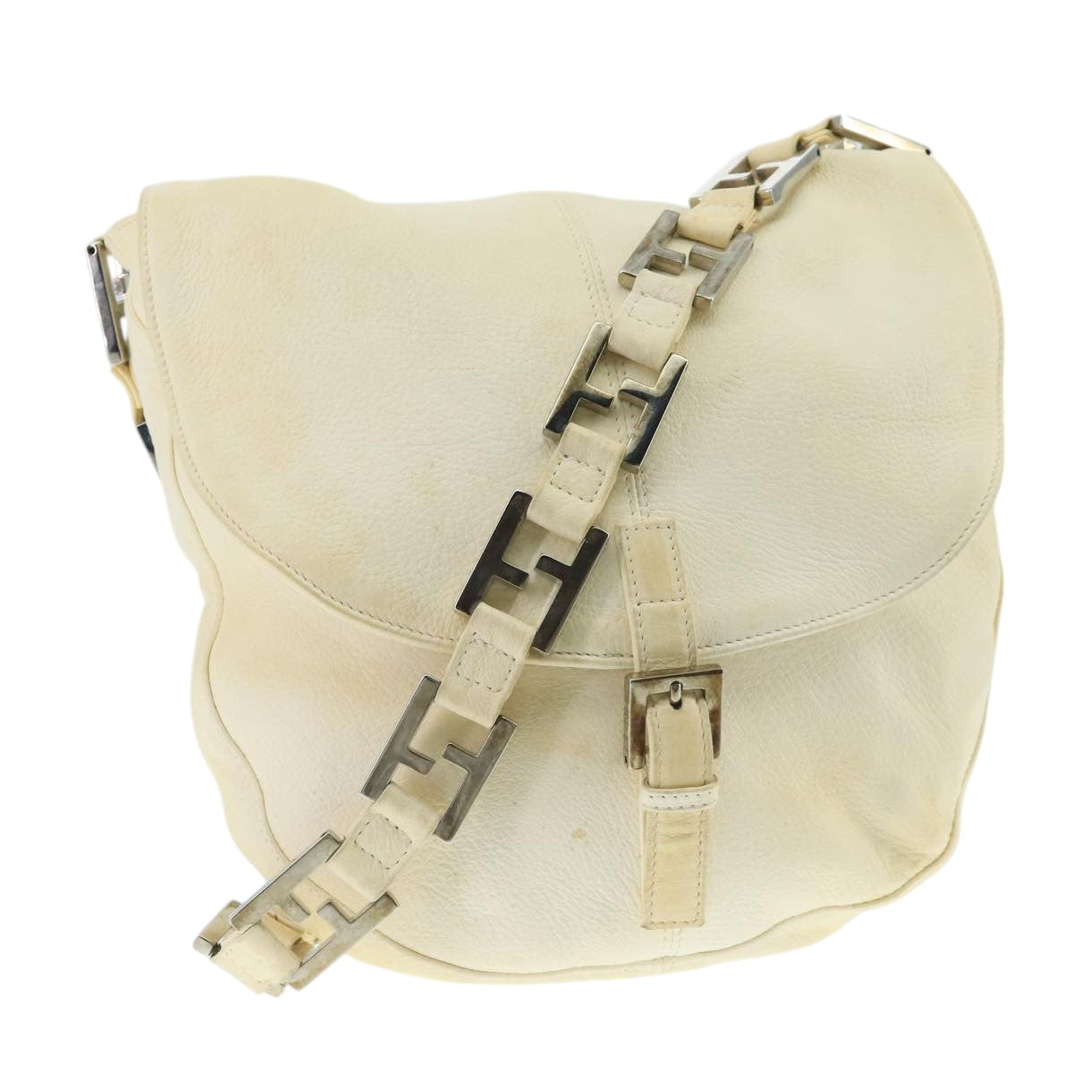 Fendi White Leather Shoulder Bag ()