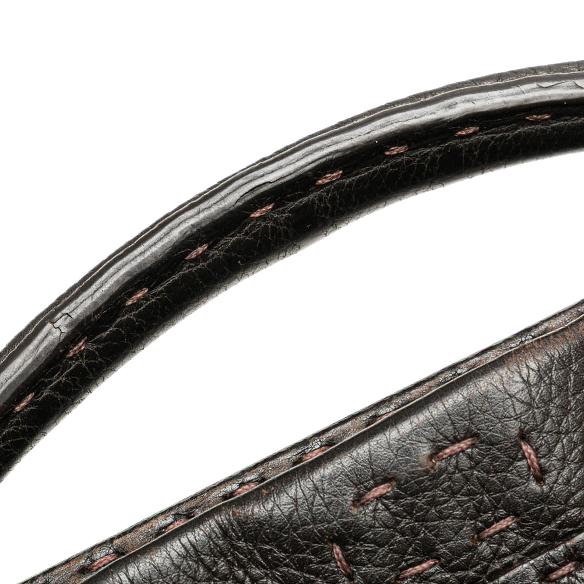 Brown Fendi Mini Calfskin Romano Selleria Peekaboo Iconic Fit Satchel
