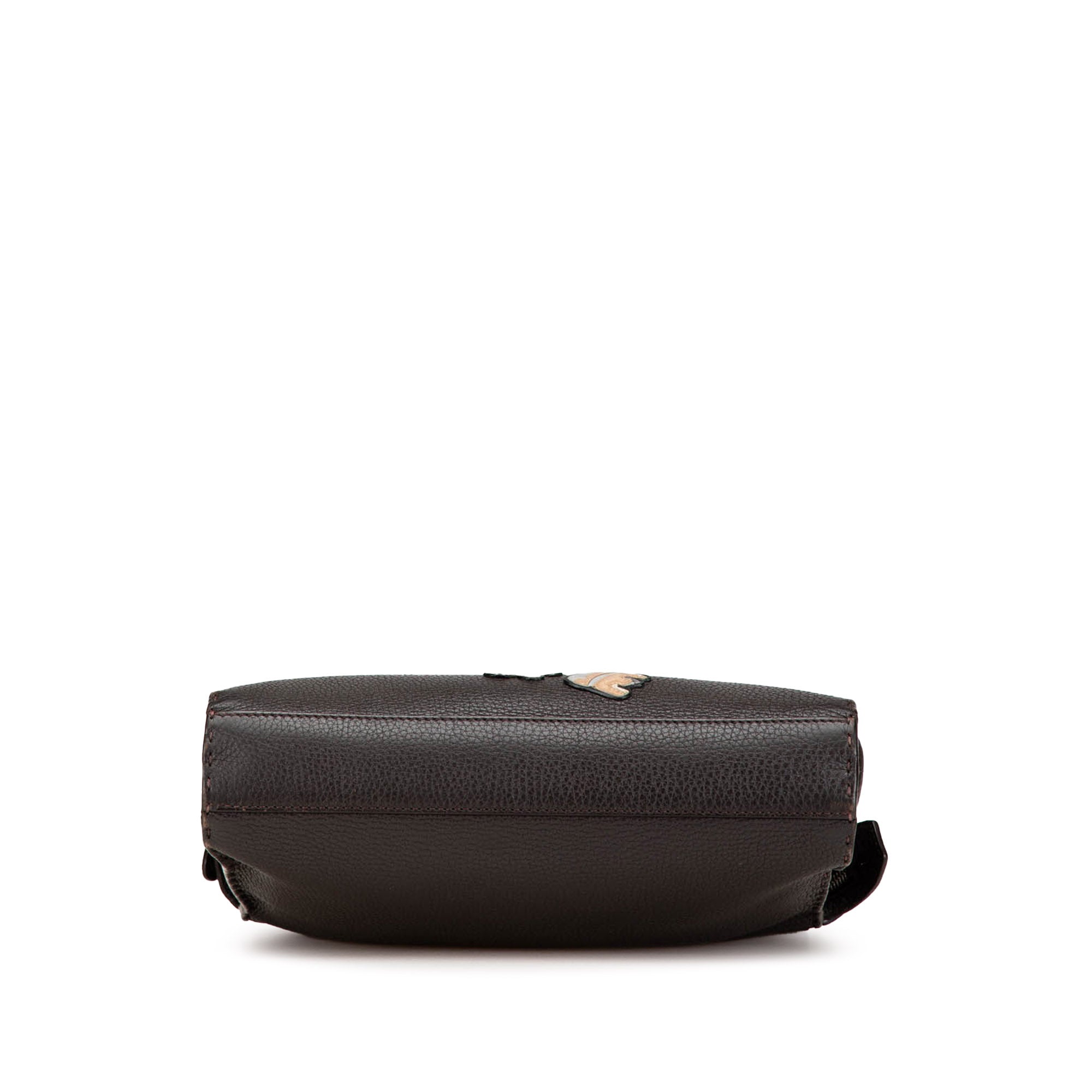 Brown Fendi Mini Calfskin Romano Selleria Peekaboo Iconic Fit Satchel
