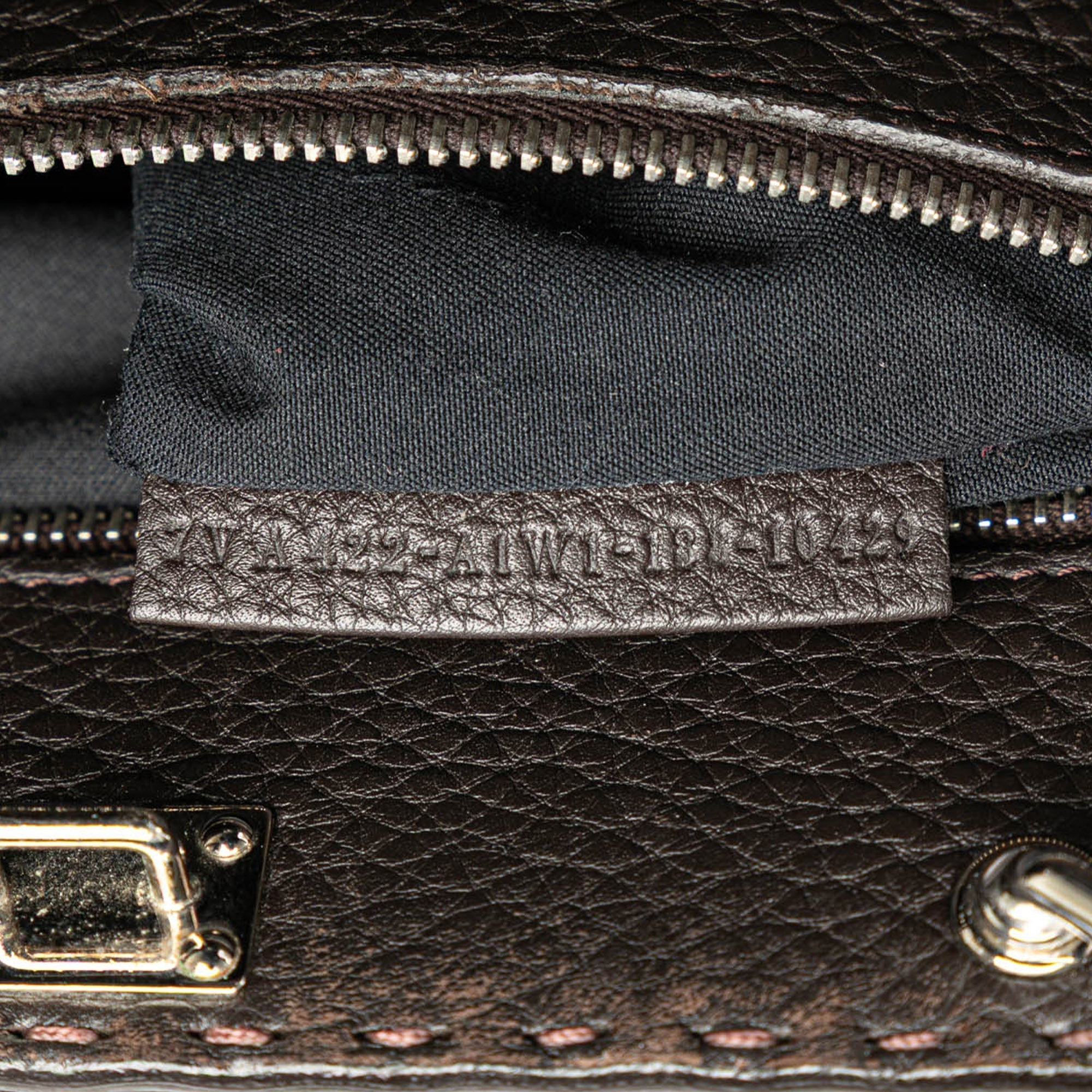 Brown Fendi Mini Calfskin Romano Selleria Peekaboo Iconic Fit Satchel