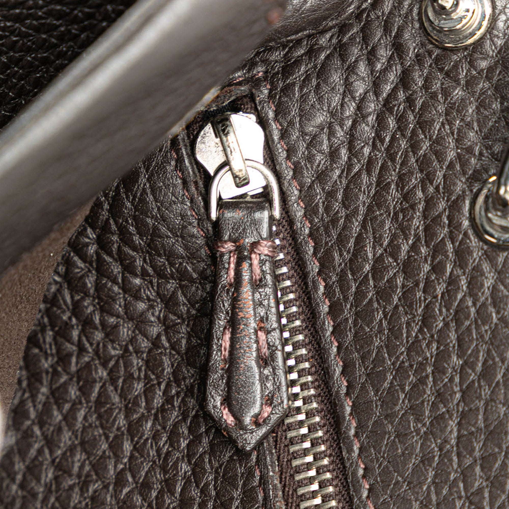 Brown Fendi Mini Calfskin Romano Selleria Peekaboo Iconic Fit Satchel