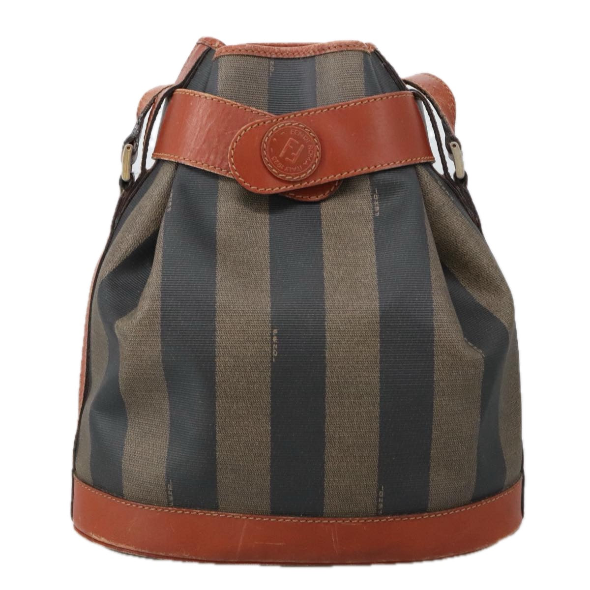 Fendi Pequin Brown Canvas Shoulder Bag ()