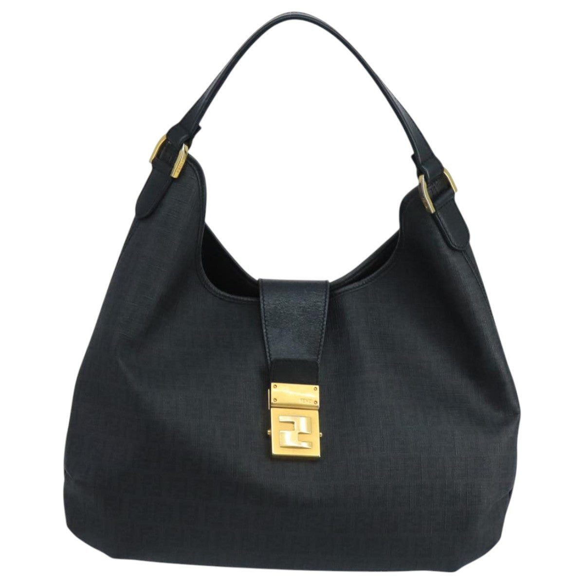 Fendi Zucchino Black Canvas Shoulder Bag ()