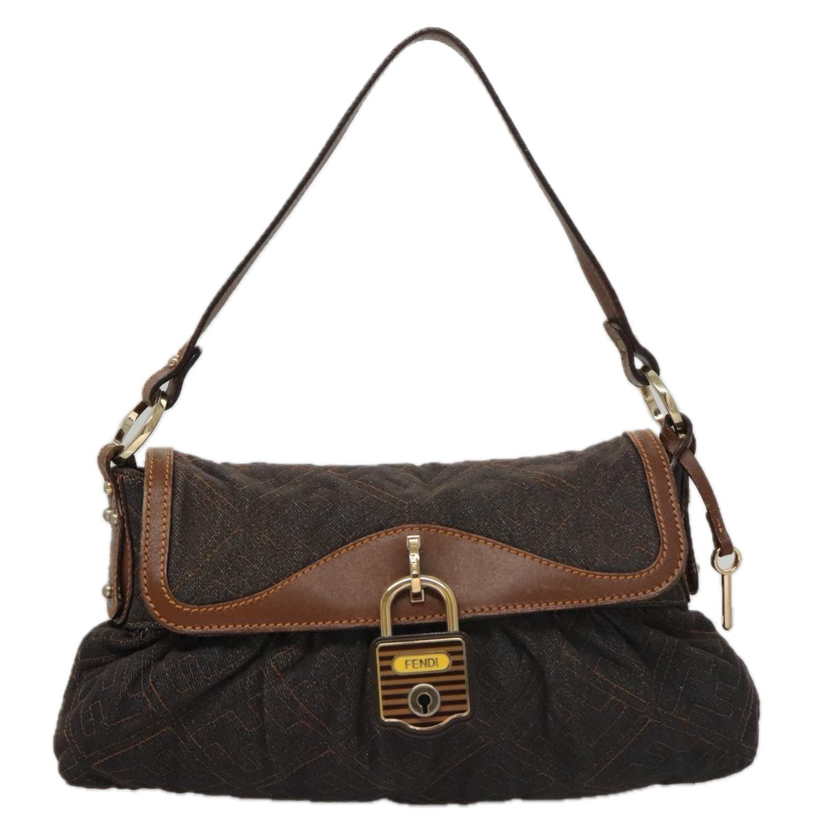 Fendi Baguette Brown Canvas Shoulder Bag ()