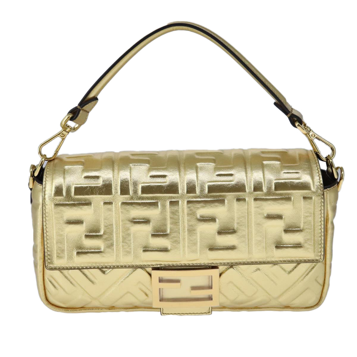 Fendi Baguette Gold Leather Shoulder Bag ()