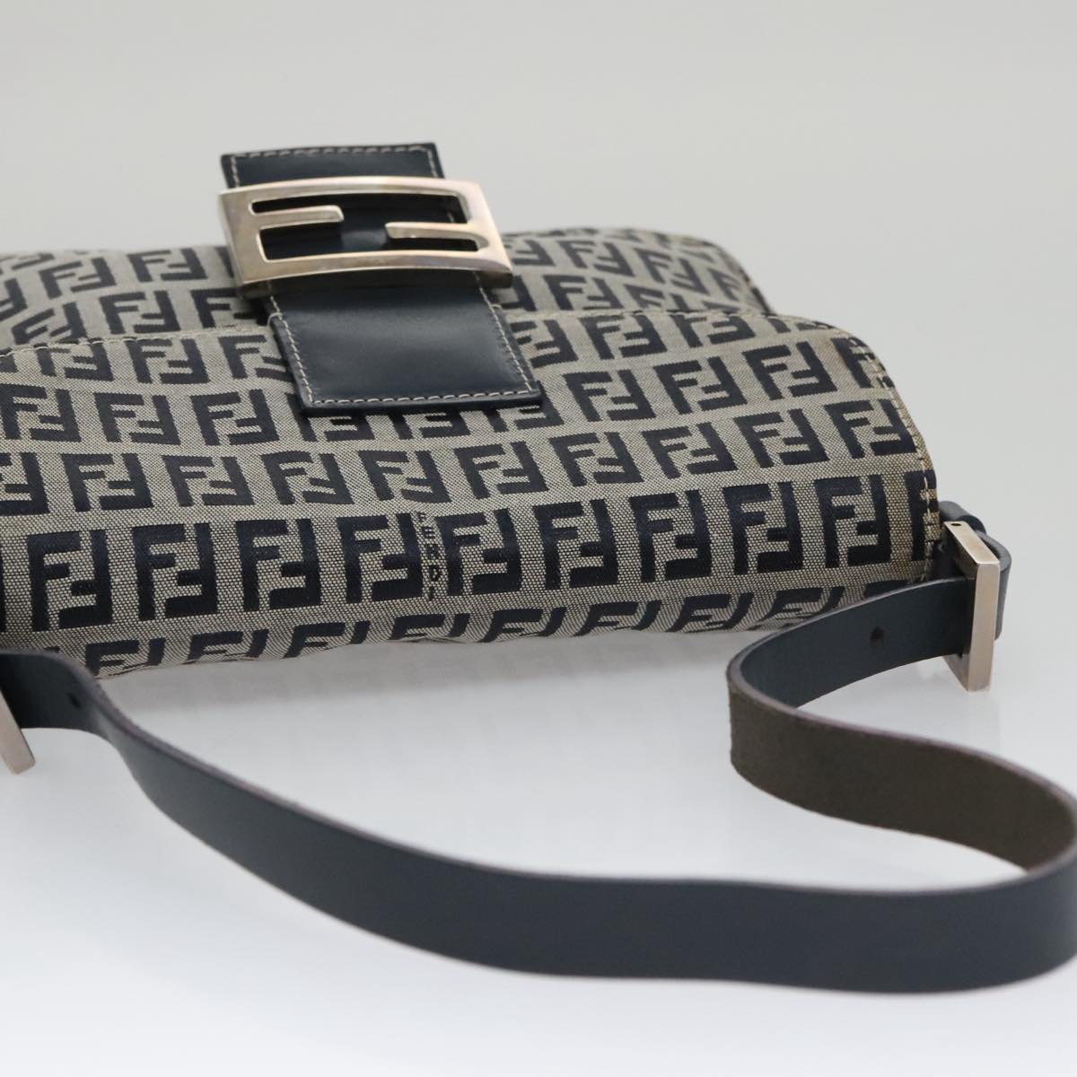 Fendi Mamma Baguette Navy Canvas Shoulder Bag ()
