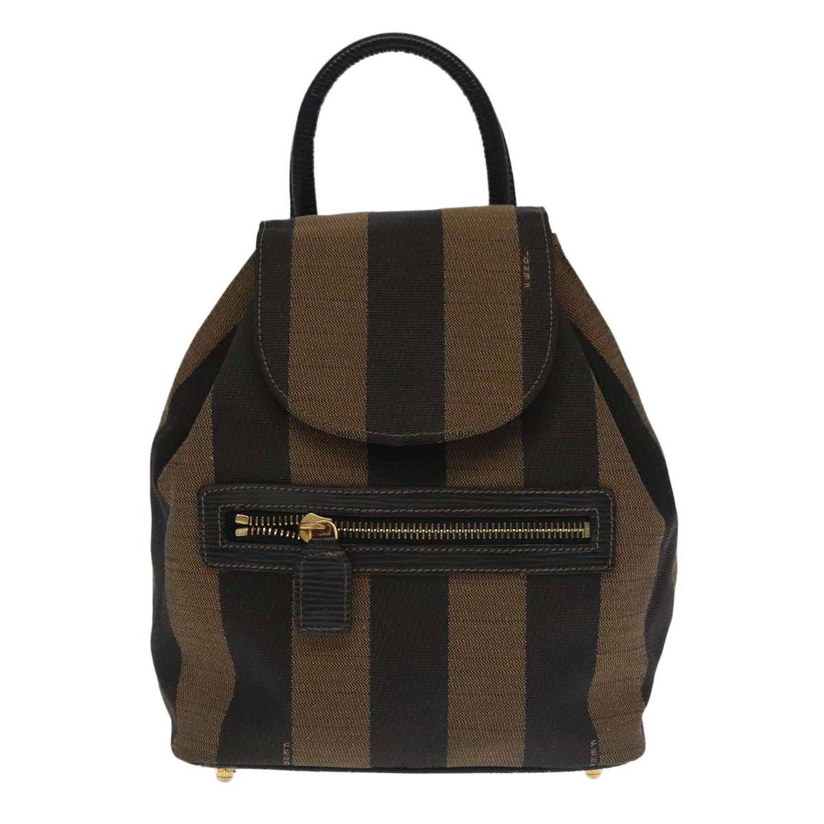 Fendi Pequin Brown Canvas Backpack Bag ()
