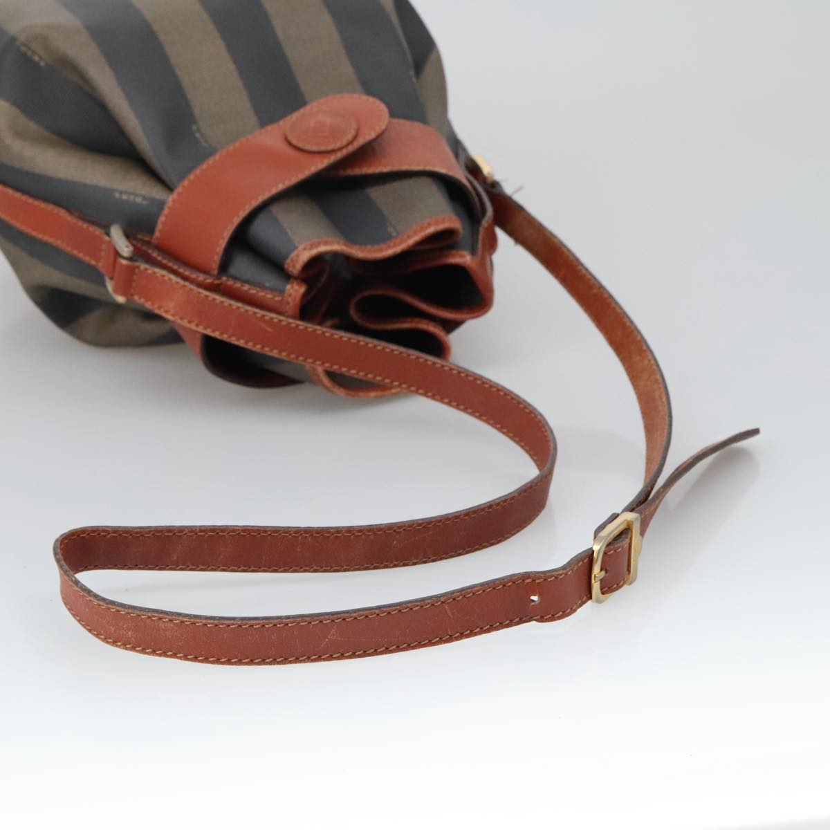 Fendi Pequin Brown Canvas Shoulder Bag ()
