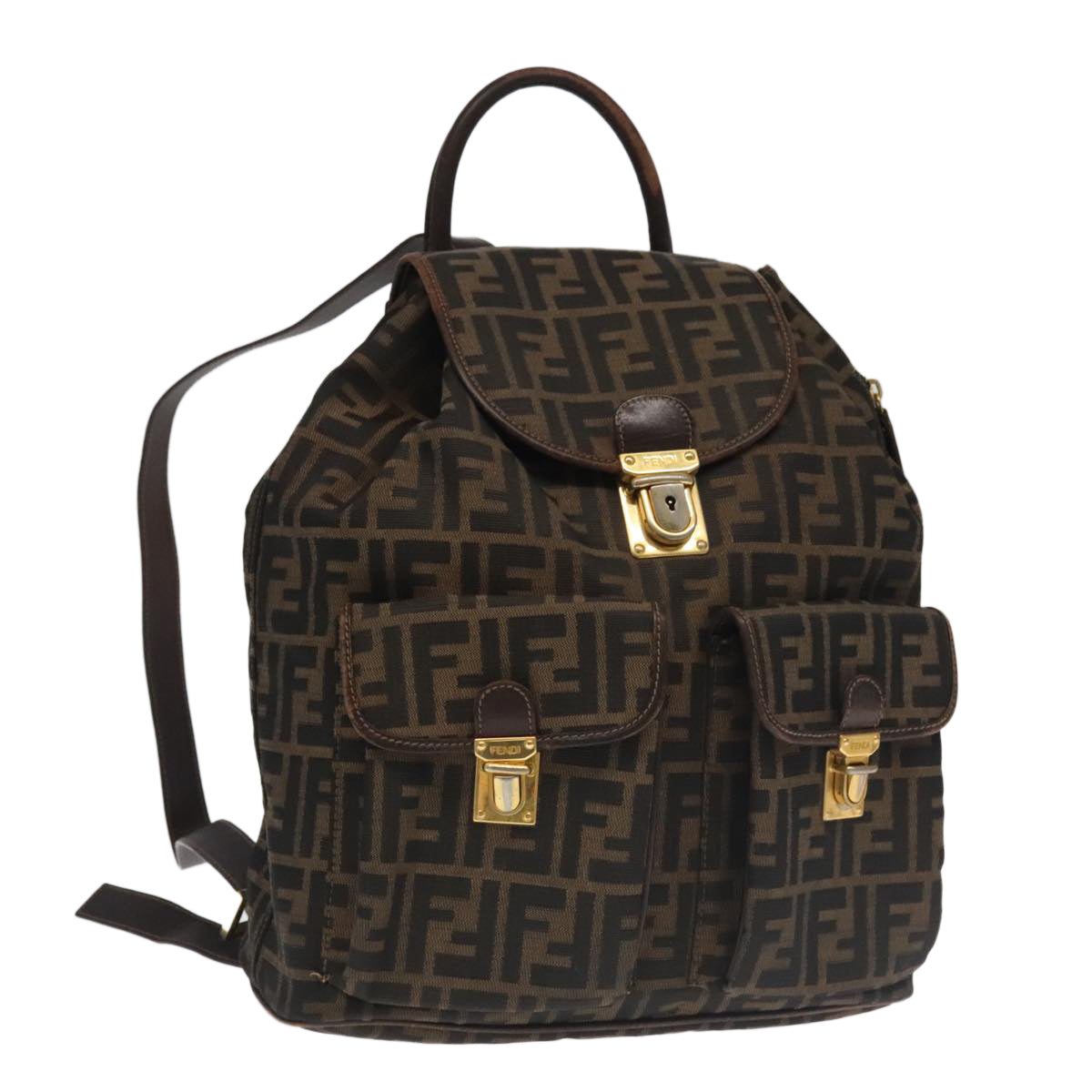 Fendi Zucca Brown Canvas Backpack Bag ()