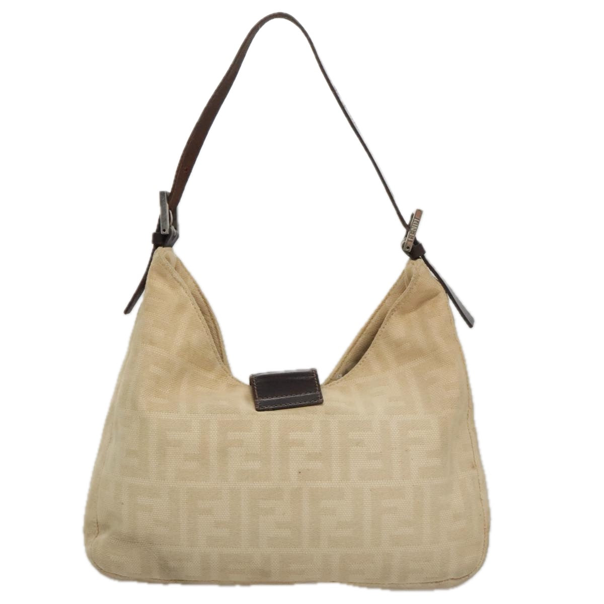 Fendi Zucchino Beige Canvas Shoulder Bag ()