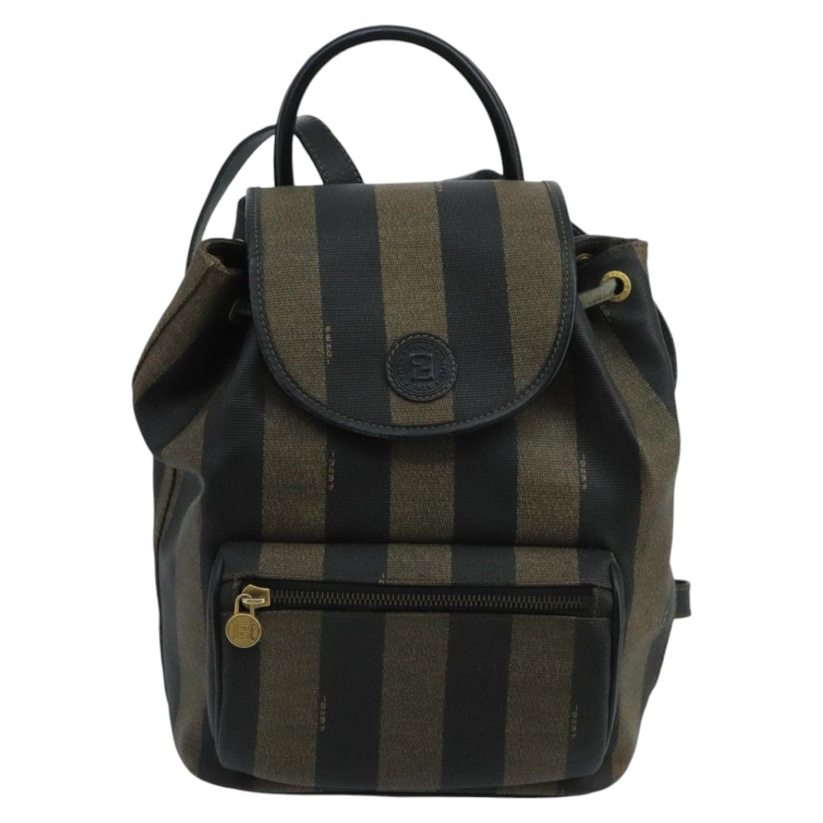 Fendi Pequin Brown Canvas Backpack Bag ()