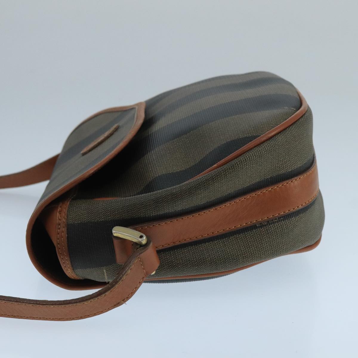 Fendi Pequin Brown Canvas Shoulder Bag ()