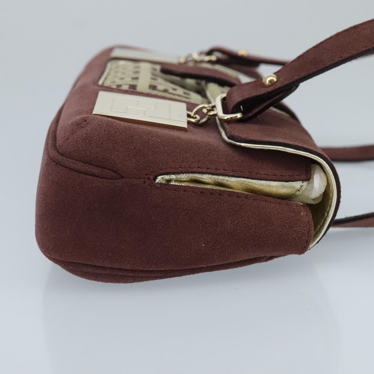 Fendi Baguette Burgundy Canvas Handbag ()
