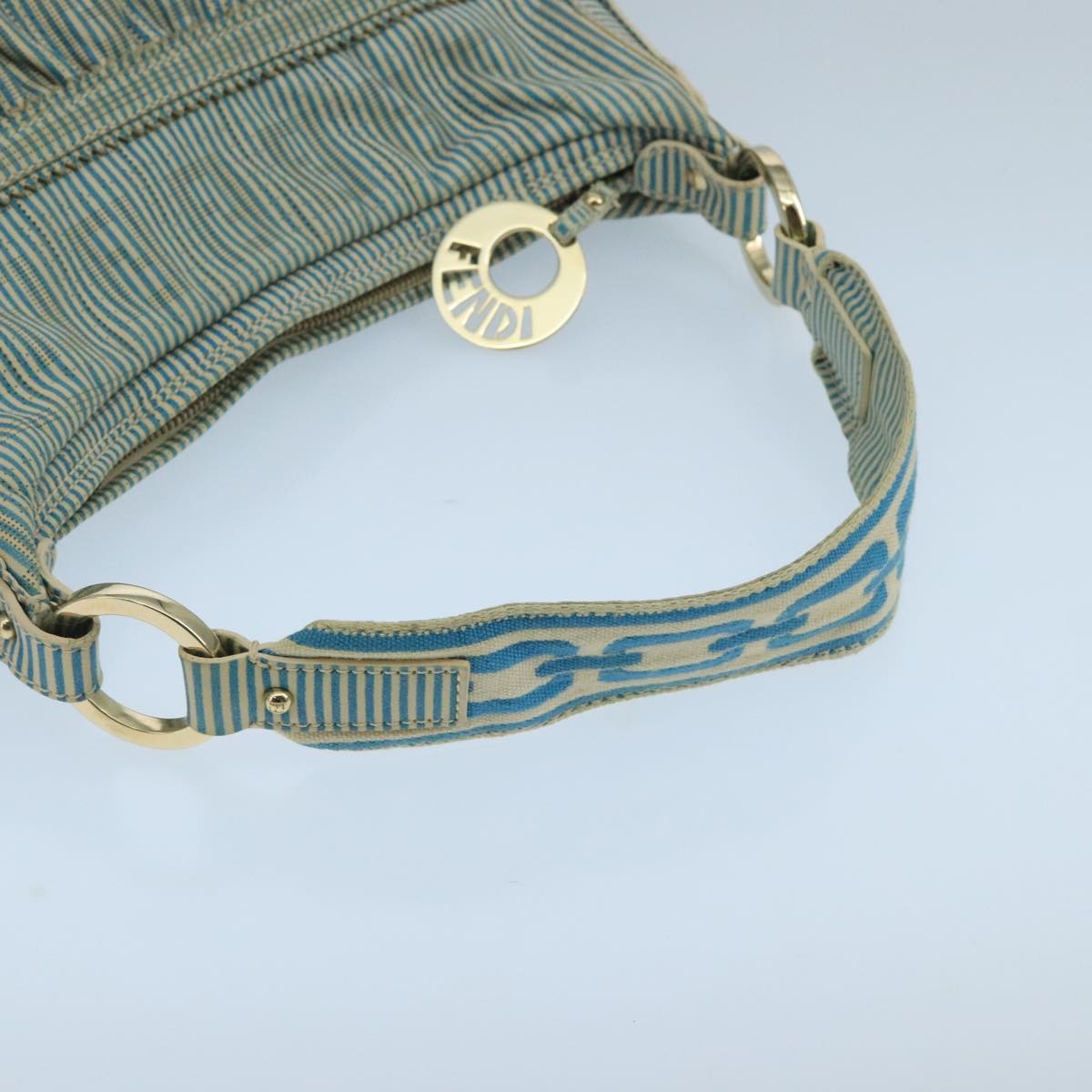 Fendi Zucca Blue Canvas Shoulder Bag ()