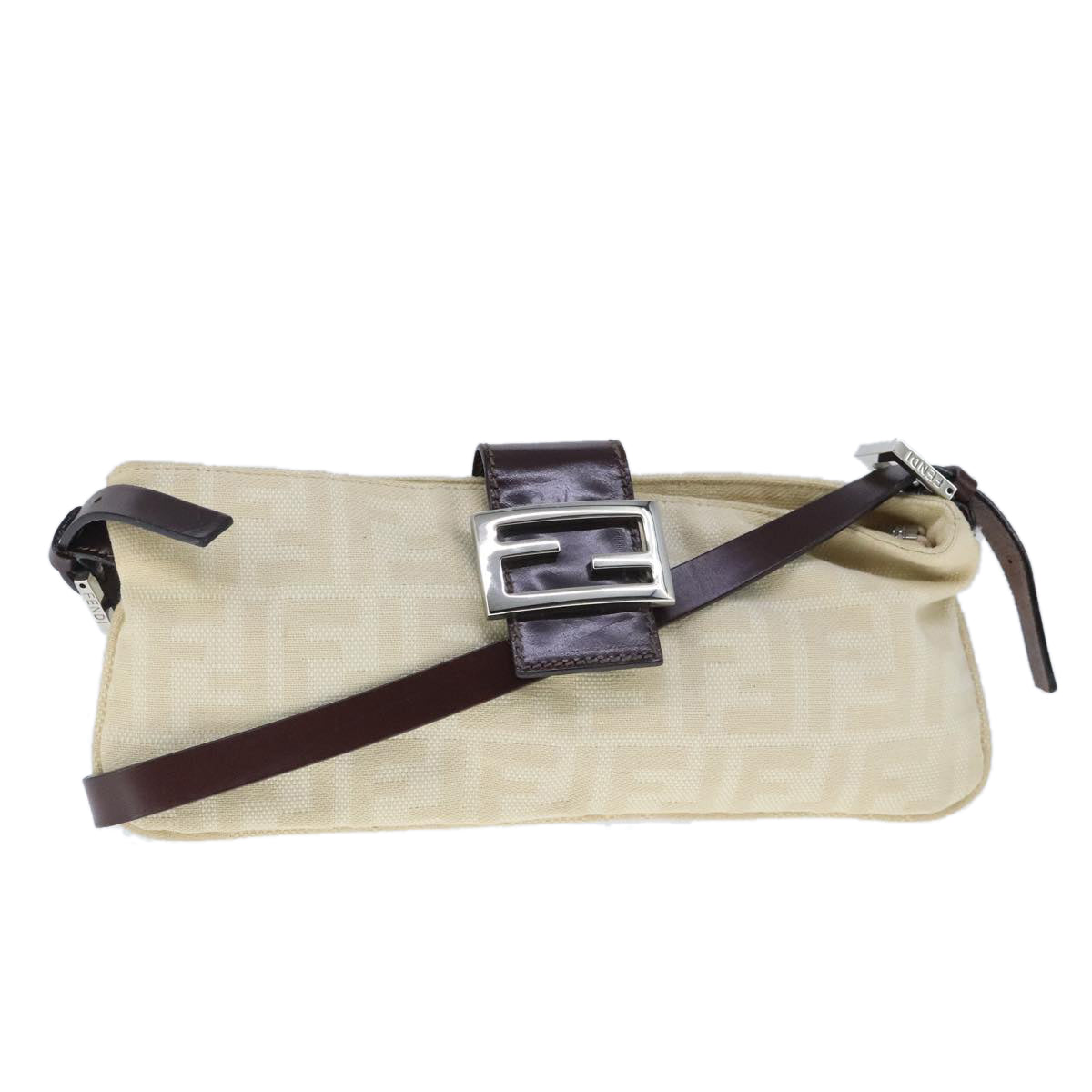 Fendi Baguette Beige Canvas Shoulder Bag ()