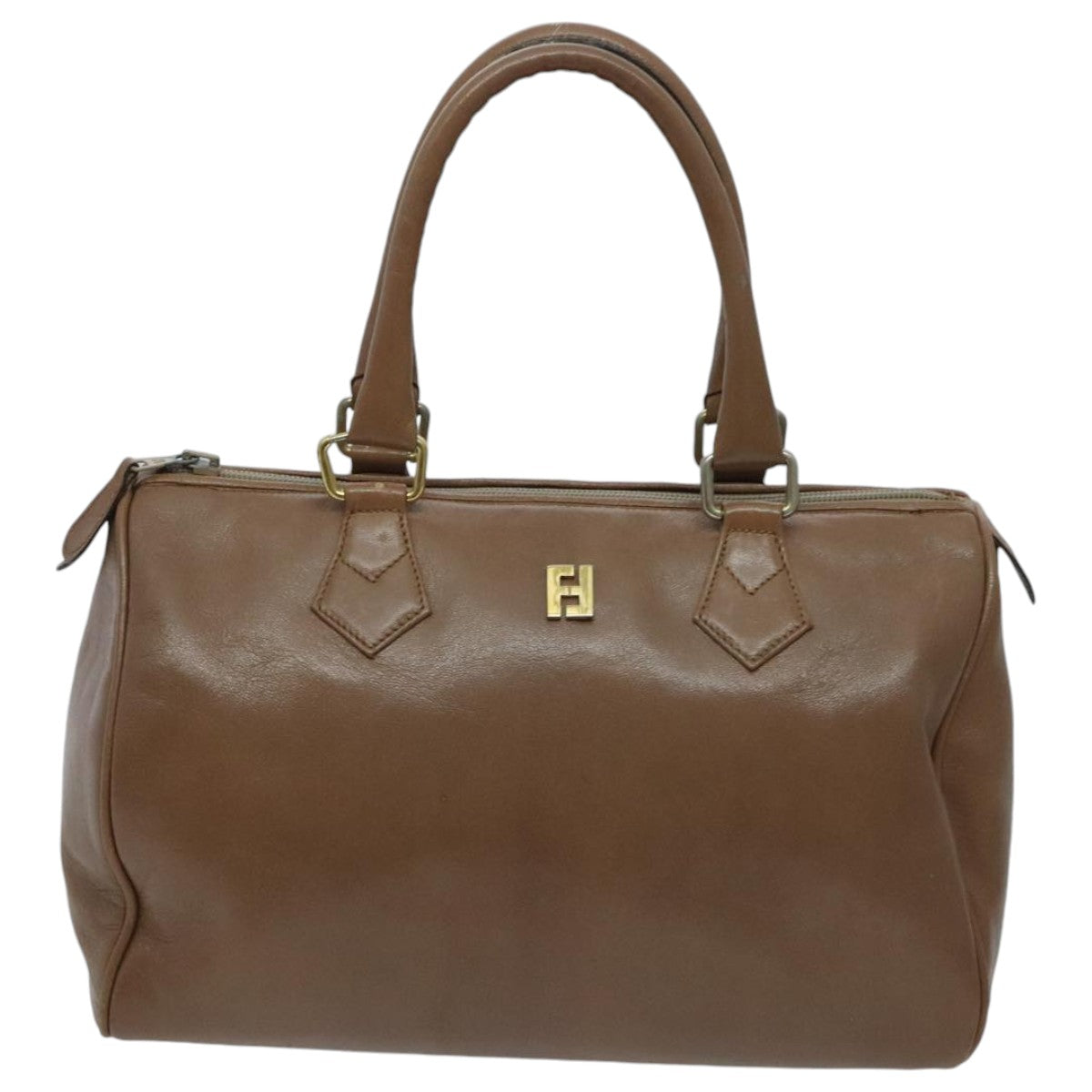 Fendi Ff Brown Leather Handbag ()