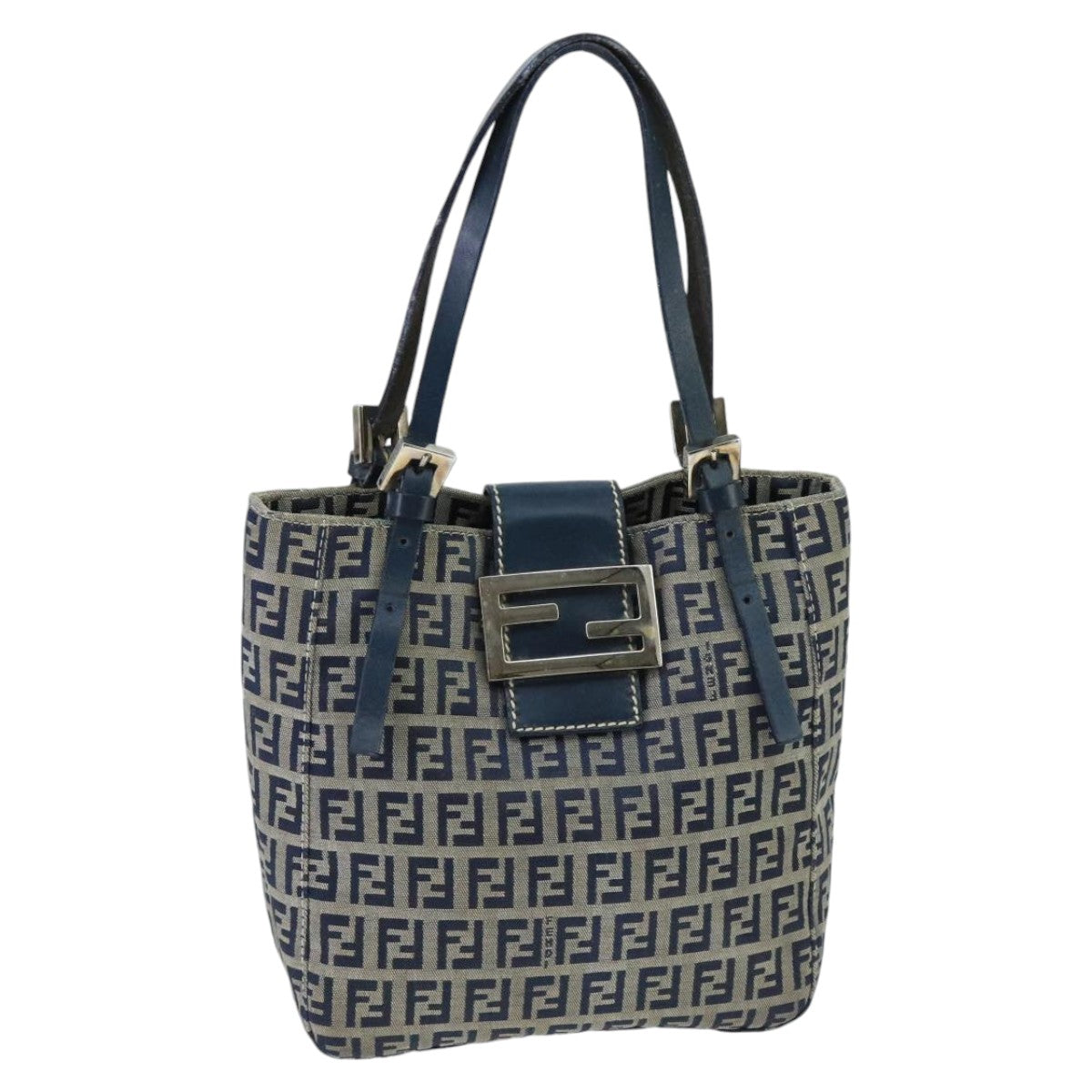 Fendi Zucchino Navy Canvas Handbag ()