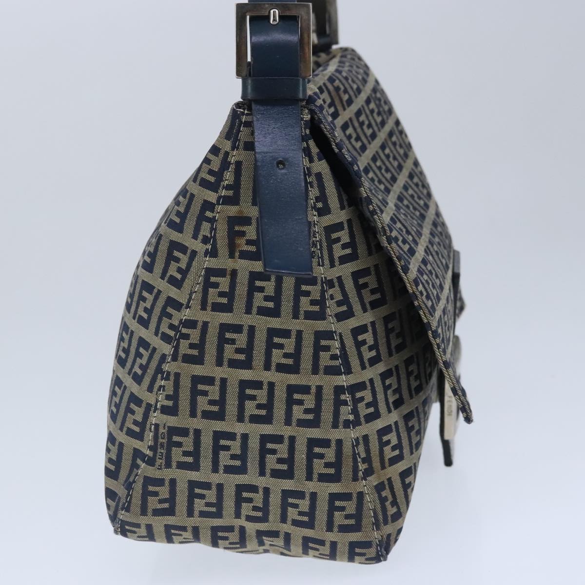 Fendi Mamma Baguette Navy Canvas Shoulder Bag ()