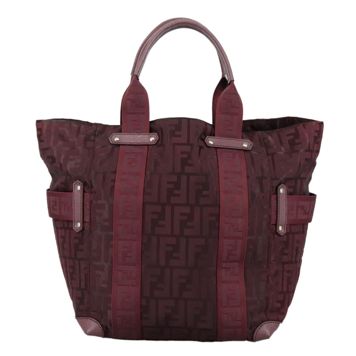 Fendi Zucca Burgundy Canvas Tote Bag ()