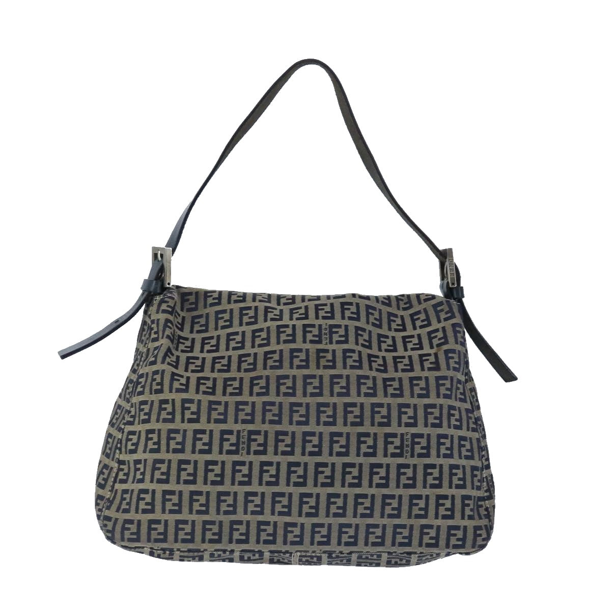 Fendi Mamma Baguette Navy Canvas Shoulder Bag ()
