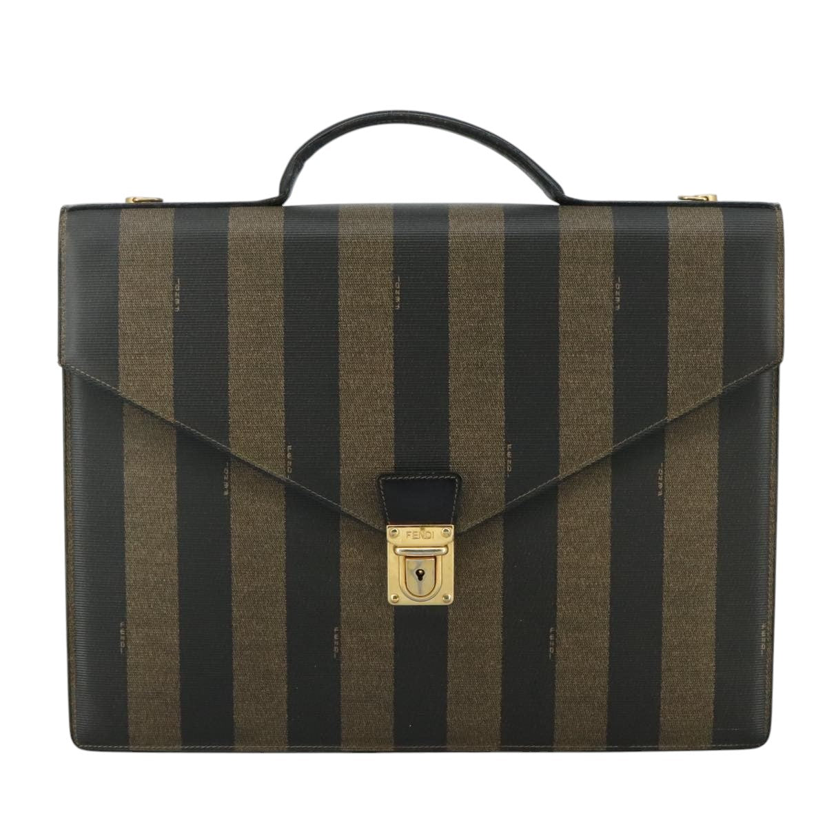Fendi Pecan Brown Canvas Briefcase Bag ()