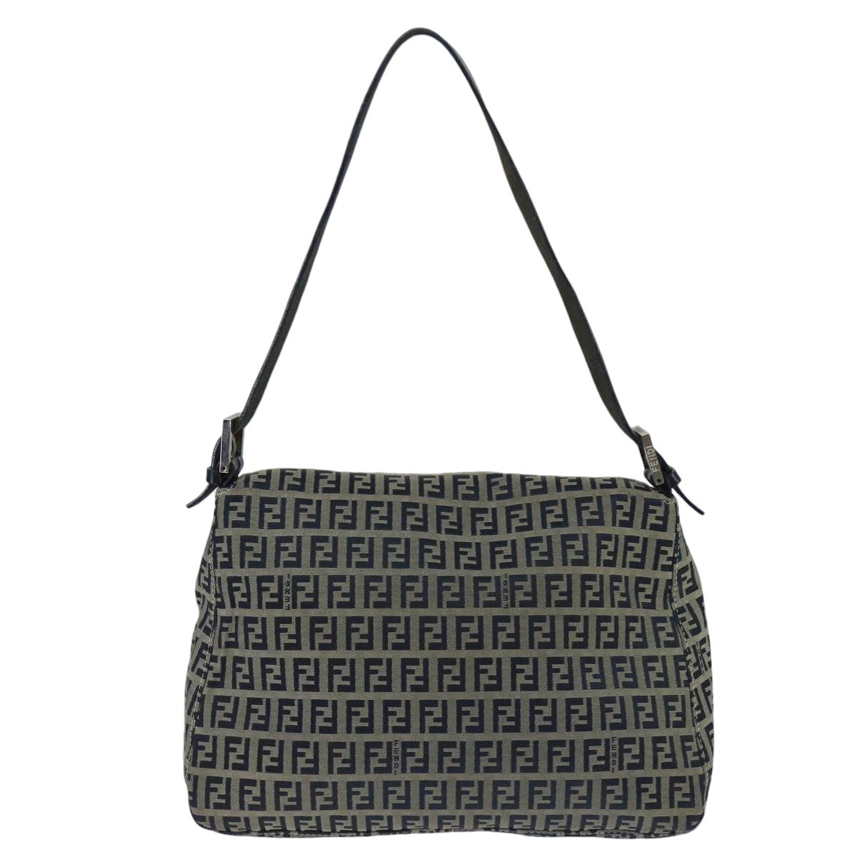 Fendi Mamma Baguette Navy Canvas Shoulder Bag ()