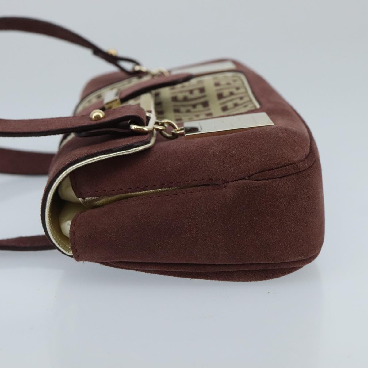 Fendi Baguette Burgundy Canvas Handbag ()