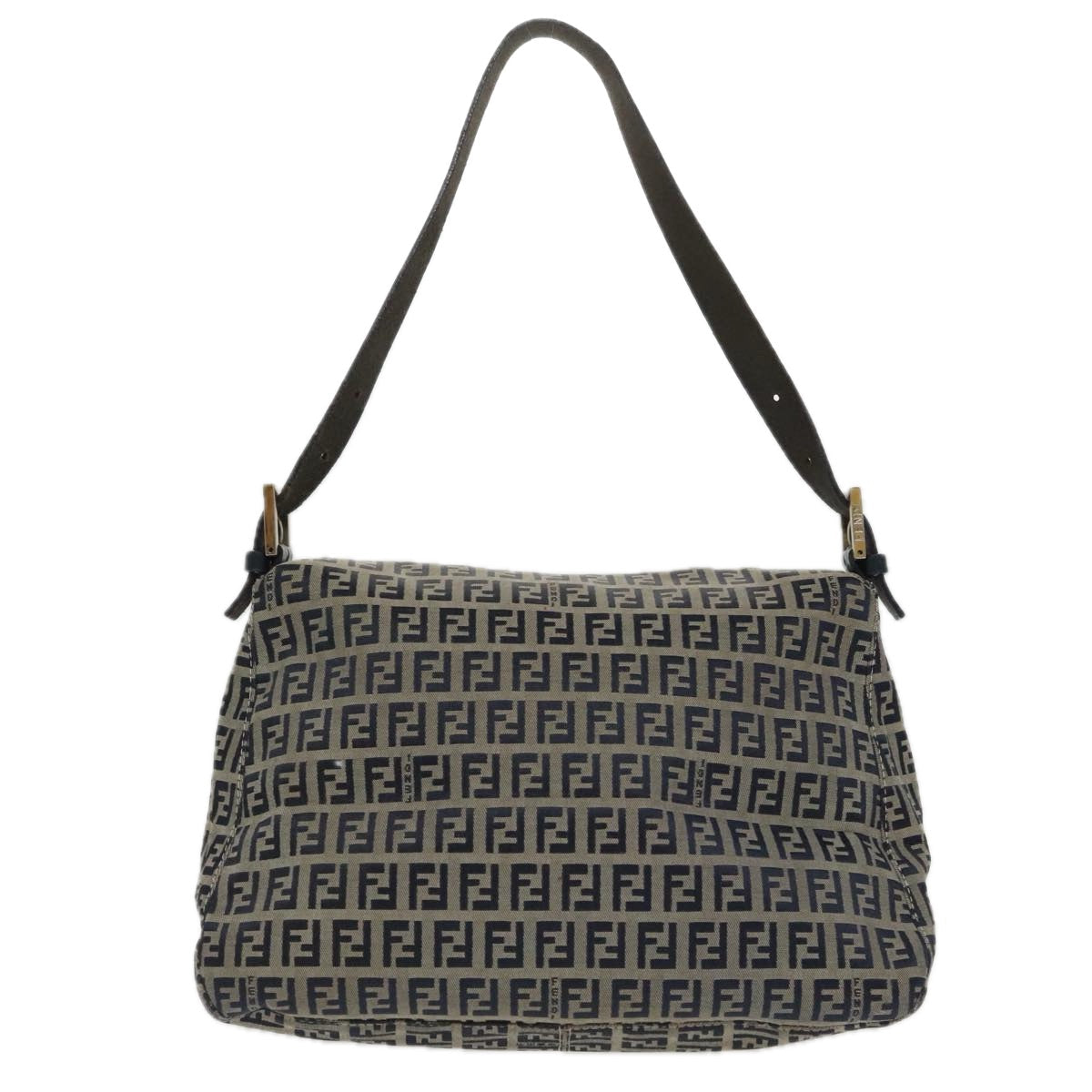 Fendi Mamma Baguette Navy Canvas Shoulder Bag ()