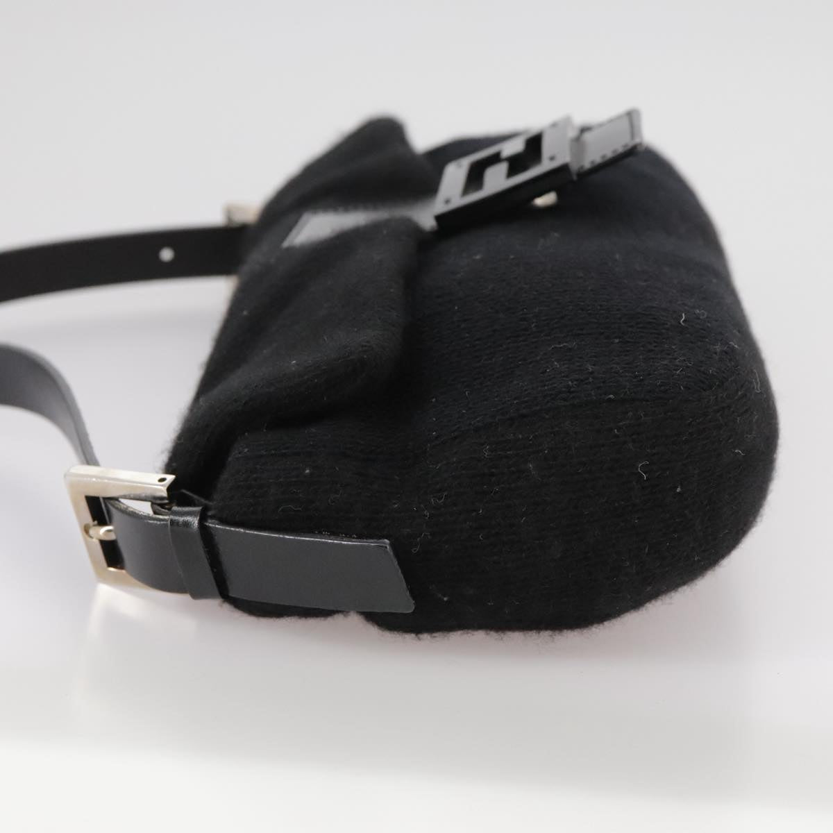Fendi Mamma Baguette Black Wool Shoulder Bag ()