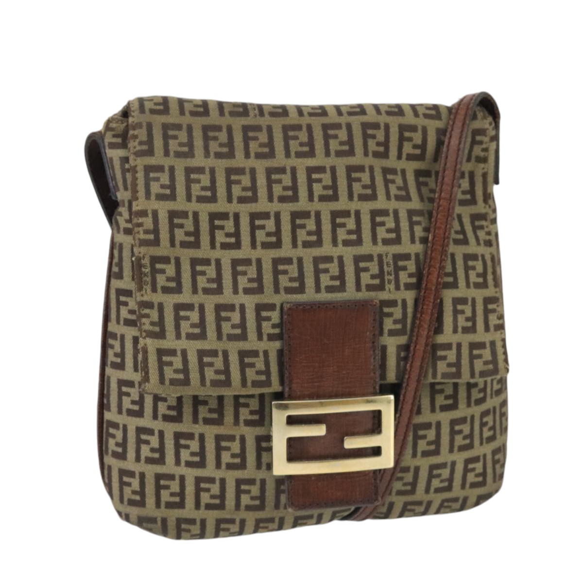 Fendi Mamma Baguette Brown Canvas Shoulder Bag ()
