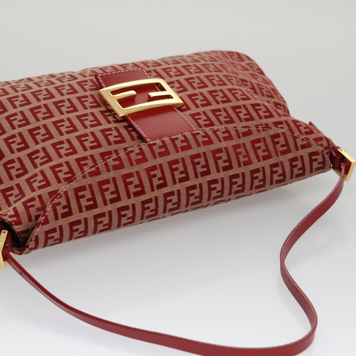 Fendi Mamma Baguette Red Canvas Shoulder Bag ()