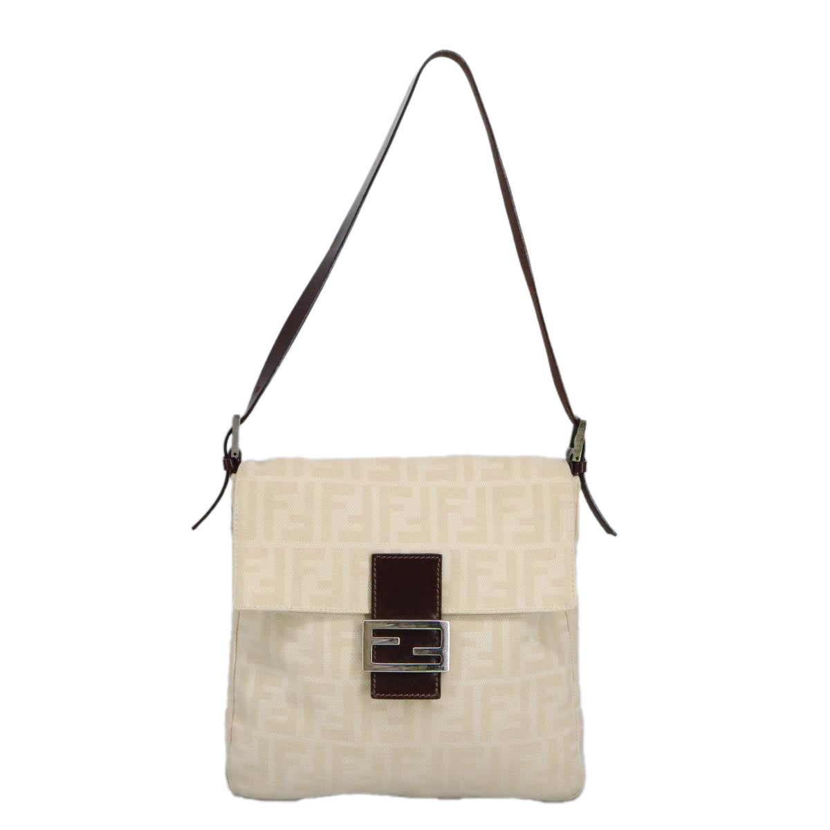 Fendi Zucchino Beige Canvas Shoulder Bag ()