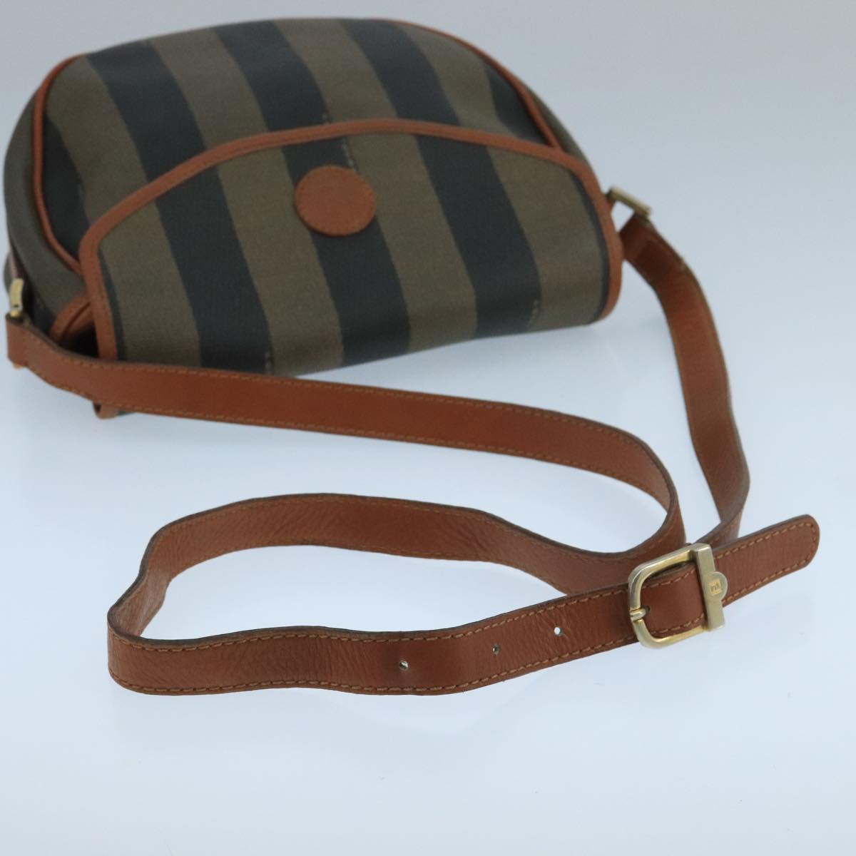 Fendi Pequin Brown Canvas Shoulder Bag ()