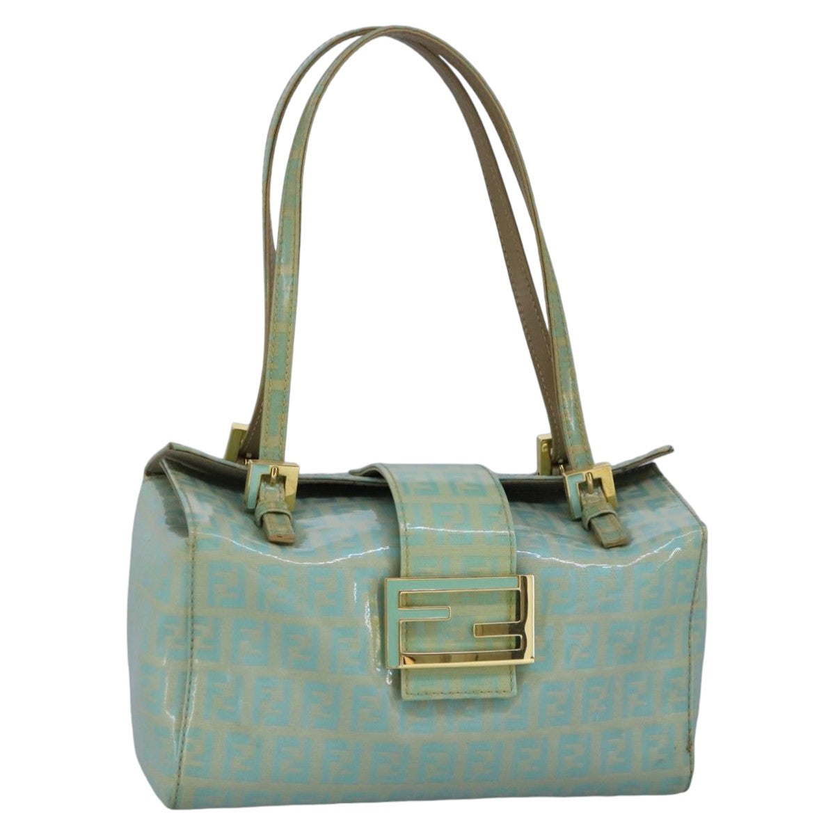 Fendi Zucca Green Patent Leather Handbag ()