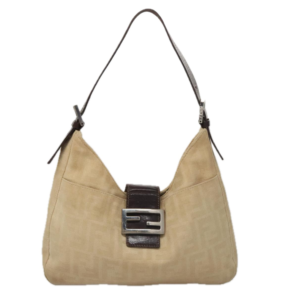 Fendi Zucchino Beige Canvas Shoulder Bag ()