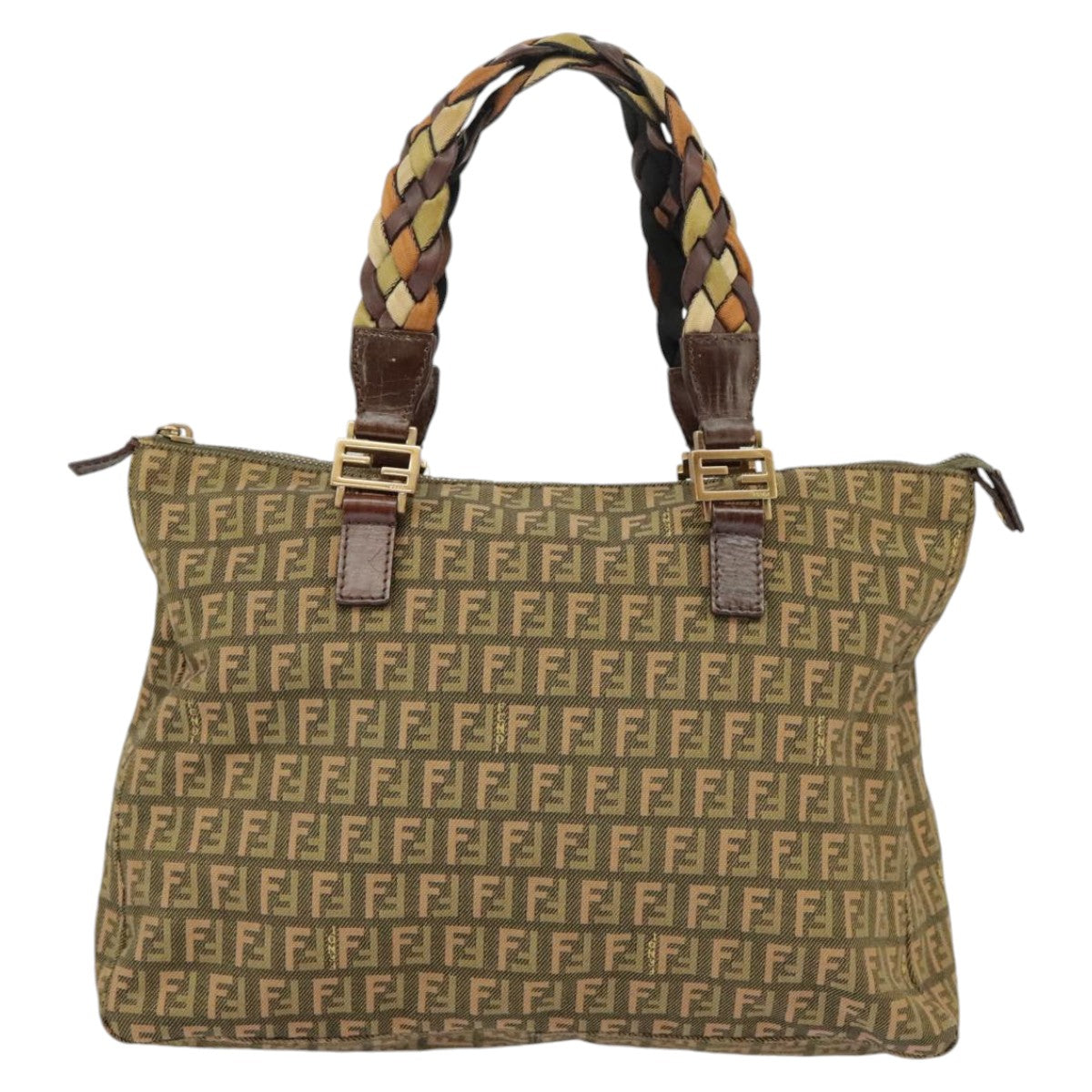 Fendi Zucchino Khaki Canvas Handbag ()