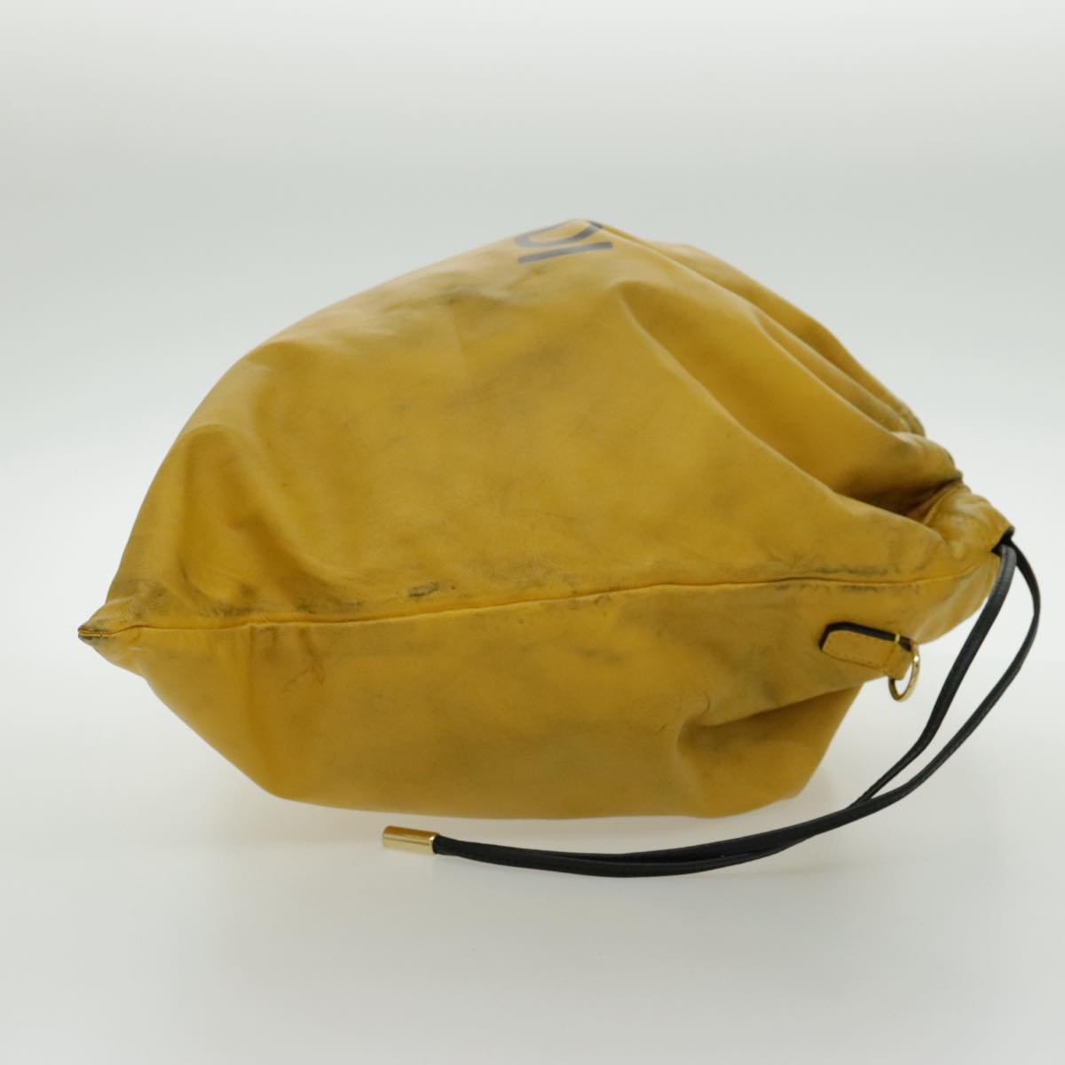 Fendi Drawstring Yellow Leather Shoulder Bag ()