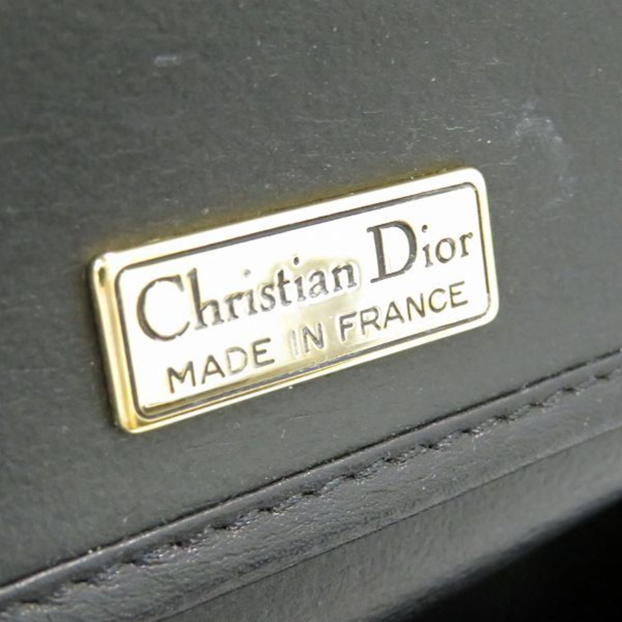 Christian Dior Black Brown Leather Shoulder Bag ()
