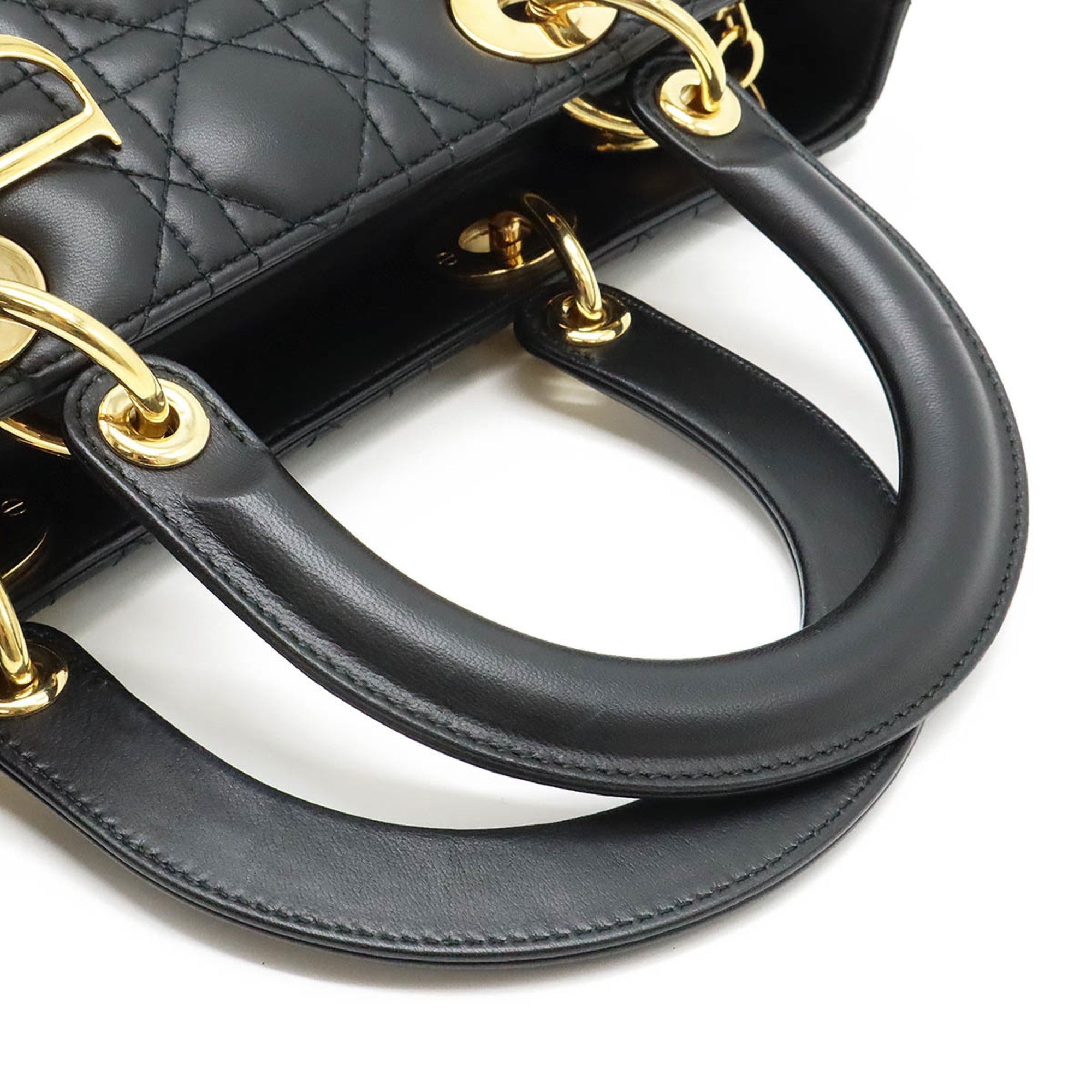 Christian Dior Black Leather Shoulder Bag Tote Bag ()