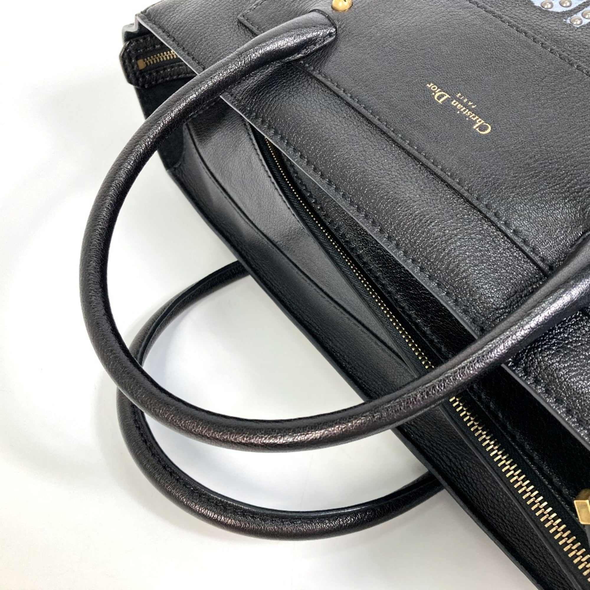 Christian Dior Black Leather Tote Bag ()