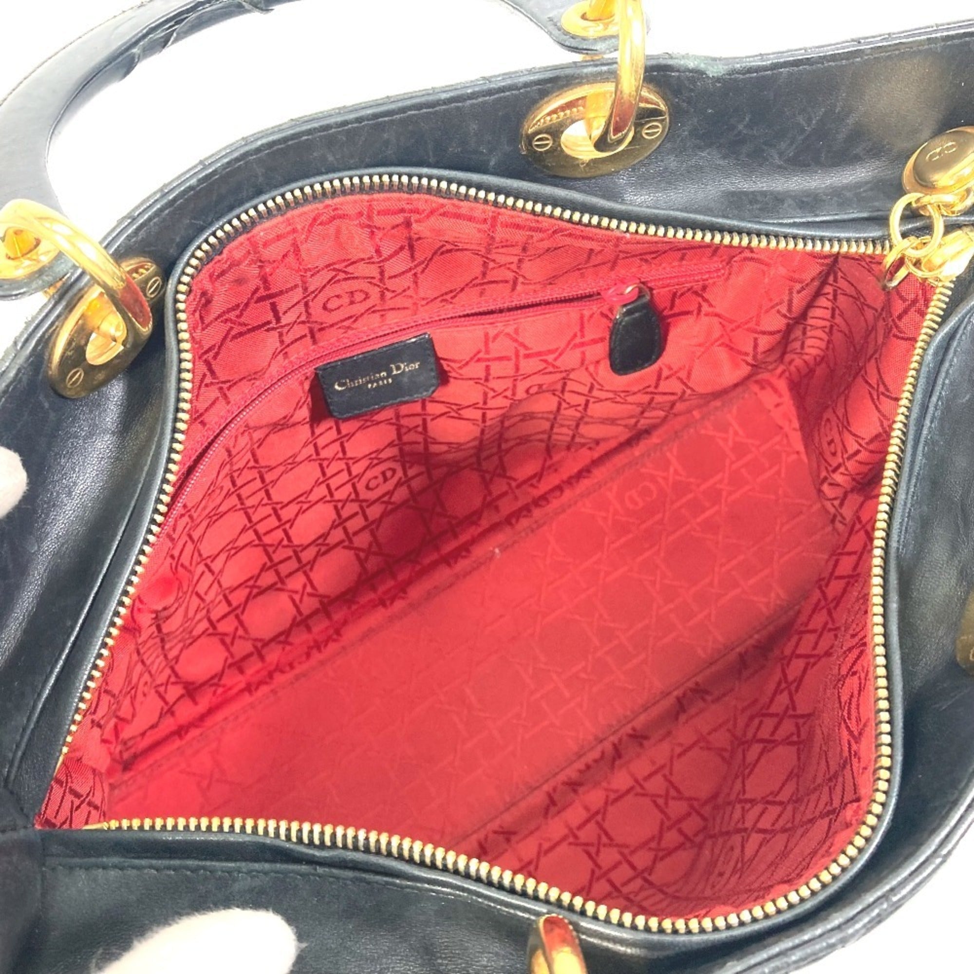 Christian Dior Black Leather Handbag Shoulder Bag ()