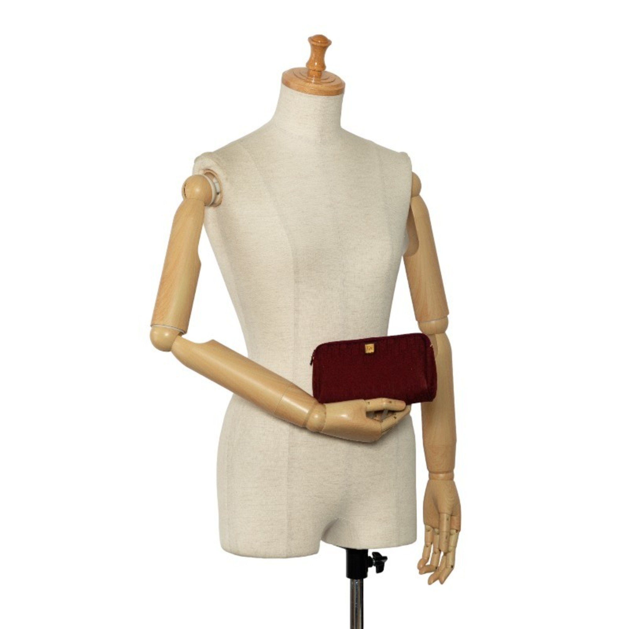 Christian Dior Red Color Canvas Leather Pouch ()