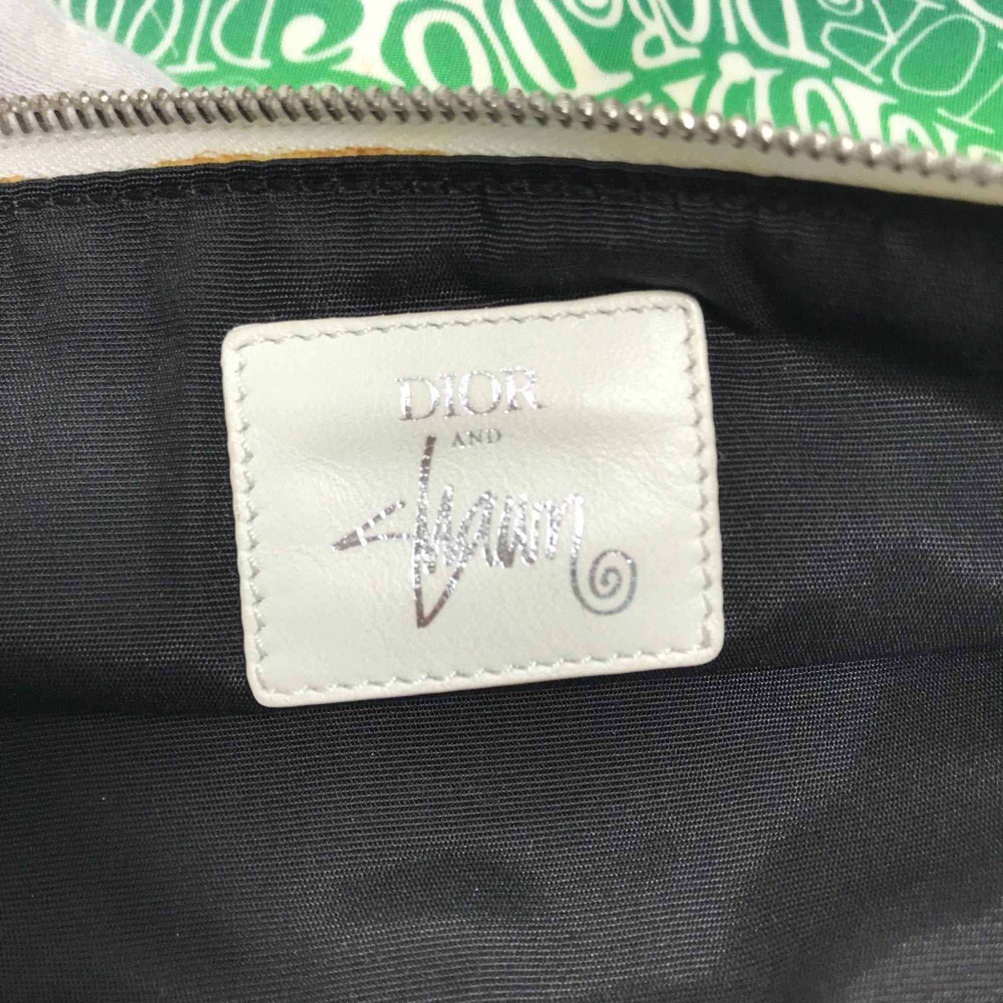 Christian Dior Green Yellow Nylon Clutch Bag Pouch ()