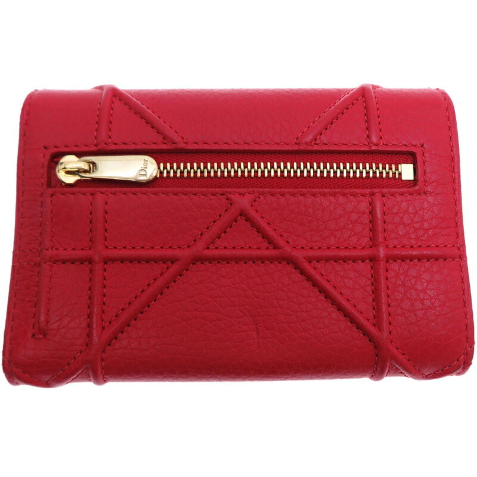 Christian Dior Red Color Leather Wallet (Tri-Fold) ()