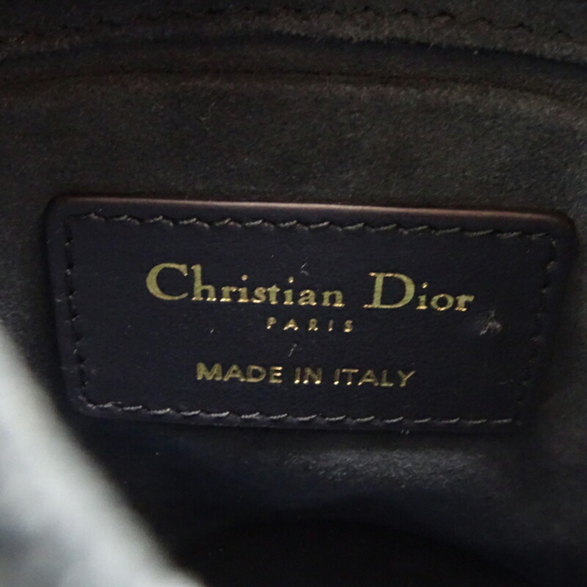 Christian Dior Navy White Leather Shoulder Bag ()